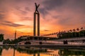 West Irian Liberation Monument in sunset, Jakarta, Indonesia Royalty Free Stock Photo