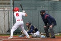 Baseball batter catcher and umpire at home plate during a game Royalty Free Stock Photo