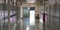 Empty school hallway due to closed for caronavirus