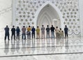 Male congregation praying inside the At-Thohir Mosque Royalty Free Stock Photo