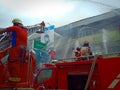 West Kalimantan,Indonesia - 8 Juni 2019,4 houses burned down and the Firefighters extinguish a raging fire in a indonesia house