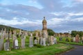 West Kilbride Graveyard in Scotland with its Gothic Spier Monument