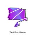 West Kota KIsaran City map of North Sumatra Province national borders, important cities, World map country vector illustration