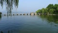 West lake with stone bridge