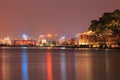 West Lake(xihu) in Hangzhou of China at night Royalty Free Stock Photo