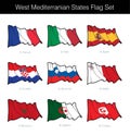 West Mediterranean States Waving Flag Set