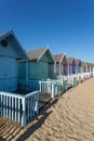 Colourful beach huts in West Mersea Essex on July 24, 2012 Royalty Free Stock Photo