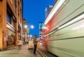 West Midlands bus on Broad Street, Birmingham at dusk