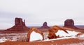 West Mitten Butte, East Mitten Butte, and Merrick Butte at Monument Valley Navajo Tribal Park Royalty Free Stock Photo