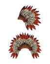 Native American with feathers. Vector drawing Royalty Free Stock Photo