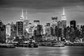 West New York City midtown Manhattan skyline view from Boulevard East Old Glory Park over Hudson River at dusk. Royalty Free Stock Photo