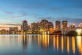 West Palm Beach, Florida, USA downtown skyline on the Intracoastal Waterway Royalty Free Stock Photo