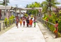 Indigenous children in a street of local village playing Royalty Free Stock Photo