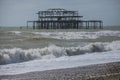 West Pier, Brighton, England - the waves and the sky. Royalty Free Stock Photo