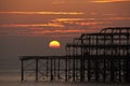 The West Pier in Brighton at sunset Royalty Free Stock Photo