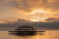 The West Pier at sunset in Brighton Royalty Free Stock Photo