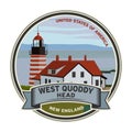 West Quoddy Head lighthouse, Maine in New England Royalty Free Stock Photo