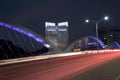 West 7th bridge in city Fort Worth night scenes TX Royalty Free Stock Photo