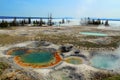 Volcanic Landscape of West Thumb Geyser Basin and Yellowstone Lake, Yellowstone National Park, Wyoming, USA Royalty Free Stock Photo