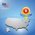 west viginia state on map of usa. Vector illustration decorative background design