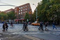 West Village busy street life scene in the Autumn Afternoon in New York City Royalty Free Stock Photo