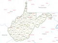 West Virginia county map Royalty Free Stock Photo