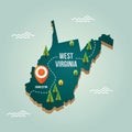 West virginia map with capital city. Vector illustration decorative design Royalty Free Stock Photo