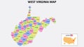 West Virginia Map. District map of West Virginia in District map of West Virginia in color with capital