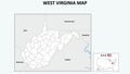 West Virginia Map. Political map of West Virginia with boundaries in Outline
