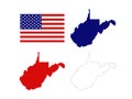 West Virginia maps with USA flag - state in the Appalachian region in the Southern United States