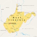 West Virginia, WV, political map, Mountain State