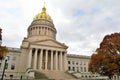 West Virginia State Capitol Building with Colorful Fall Leaves Royalty Free Stock Photo