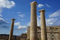 West wing of the Hellenistic stoa on the Acropolis of Lindos. Rhodes island, Greece Royalty Free Stock Photo