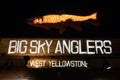 Sign for the Big Sky Anglers fishing and outdoor store in the downtown area, popular Royalty Free Stock Photo