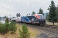 Westbound Amtrak Empire Builder passenger train at Leavenworth Station WA