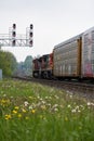 Westbound CNR Freight Train Passing Georgetown Station Royalty Free Stock Photo