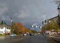 Westbrook Maine USA autumn street scene October 31, 2018