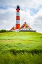 Westerheversand lighthouse, North Sea, Schleswig-Holstein, Germany Royalty Free Stock Photo