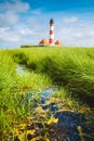 Westerheversand lighthouse, North Sea, Schleswig-Holstein, Germany Royalty Free Stock Photo