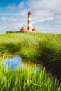 Westerheversand lighthouse, North Sea, Schleswig-Holstein, Germany Royalty Free Stock Photo