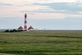Westerheversand lighthouse at a cludy day Royalty Free Stock Photo