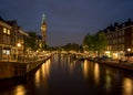 Westerkerk Church in Amsterdam at Night Royalty Free Stock Photo