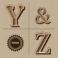 Western alphabet design letters vintage vector