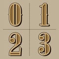 Western alphabet letters vintage numbers design vector