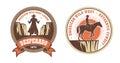 Western American logo with cowboy bandit and horse rider