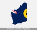 Western Australia Map Flag. Map of WA, Australia with the state flag isolated on a white background. Australian State. Vector illu Royalty Free Stock Photo