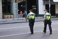 Western Australia police offices patrolling in Perth financial district