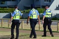 Western Australia policemen patrolling in a street in Perth city