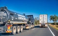 Western Australia - September 6, 2023: Road trains traffic near Perth area