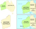 Western Australia state location on map of Australia. Capital city is Perth